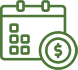 A green and black icon of a calendar