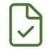 A green document with a check mark on it.